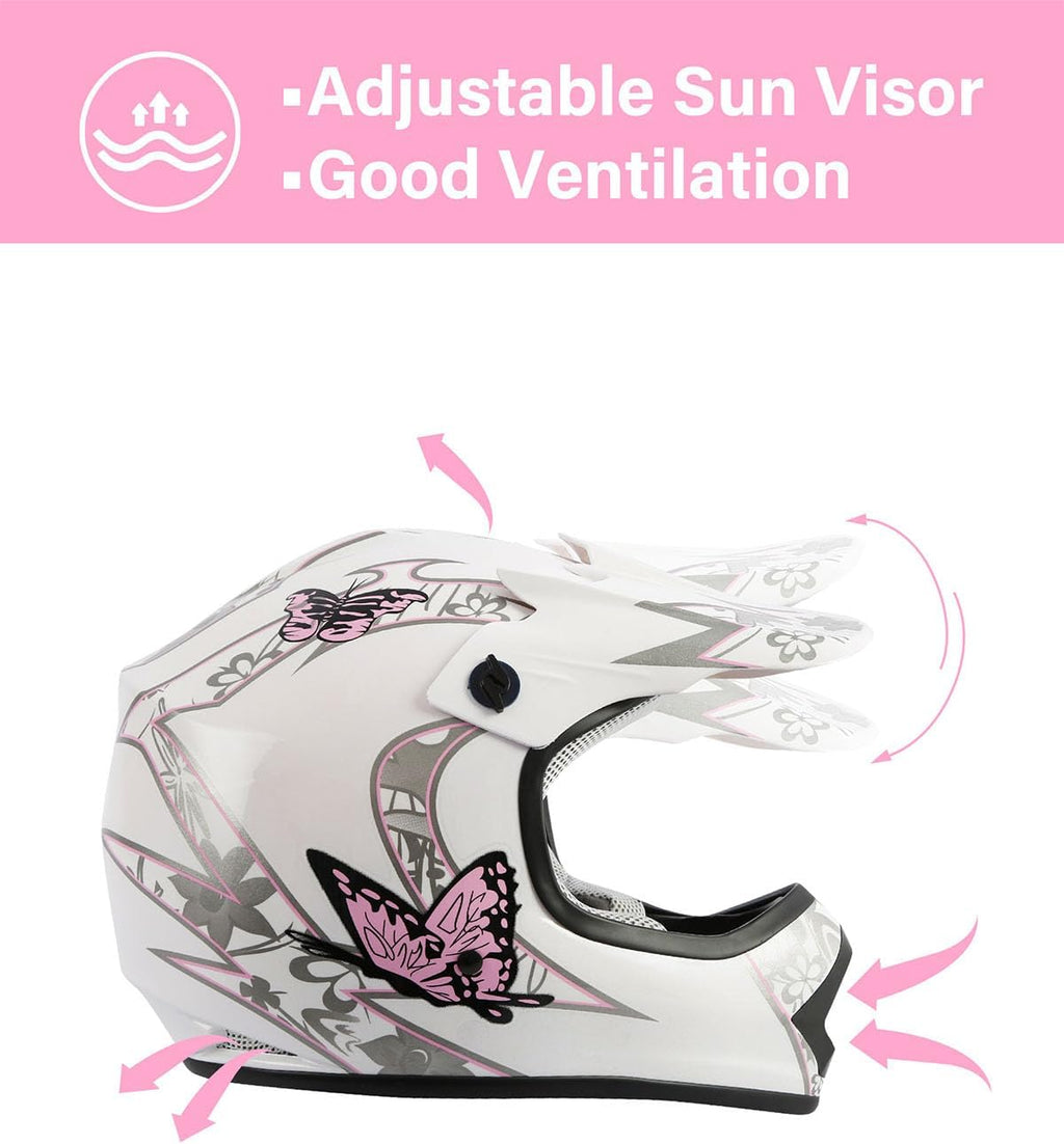 Girls Youth Kids Dirt Bike Helmet Full Face Motocross DOT Approved Helmets