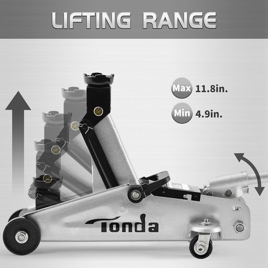 Floor Jack, 1.5 Ton Hydraulic Car Jack, 3,000 Lb, 4.9"-11.8"