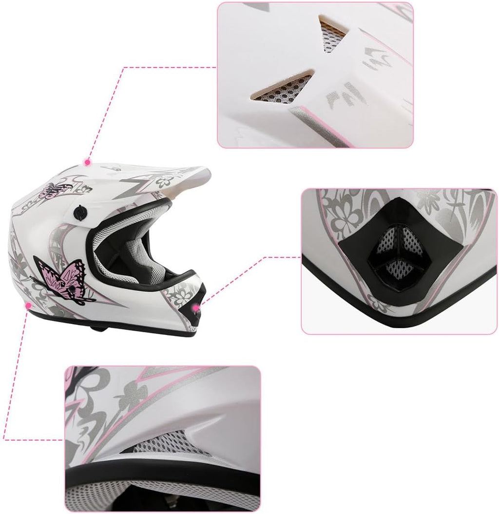 Girls Youth Kids Dirt Bike Helmet Full Face Motocross DOT Approved Helmets