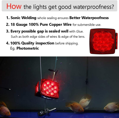12V Submersible LED Trailer Light Kit, under 80 Inch Boat Utility